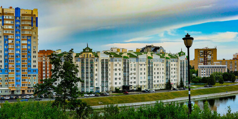 Oriol, Russia - July, 7, 2021: multistorey houses in Oriol, Russia