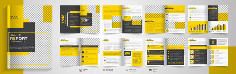 16 page Yellow  brochure template, Company Profile Design, Brochure Design, LookBook Design, Magazine Design, Catalog Design, New Clean Brochure