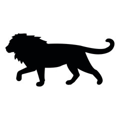 Vector flat lion silhouette isolated on white background