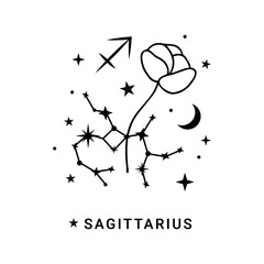 Sagittarius floral zodiac sign