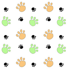 Obraz premium Nursery seamless pattern with dogs pow for kids design or children prints, fabric textile, t-shirts, as a background for greeting cards, wallpaper, holiday wrapping paper. Vector