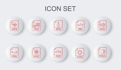 Set line WMA file document, XML, EPS, RAW, MP3, PDF, MAX and PHP icon. Vector