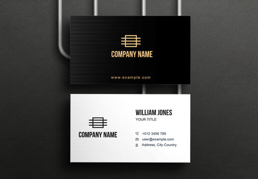 Black Business Card Accents Layout