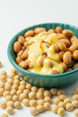 Fresh natto on monochrome background