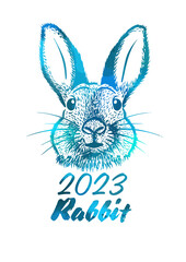 Year of the rabbit 2023. Happy New Year. Vector illustration