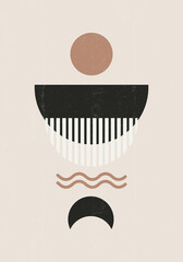 Sun  moon print boho minimalist printable wall art