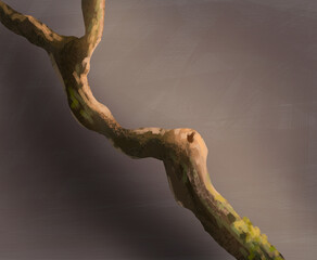  branch illustration isolated digital pastel painting