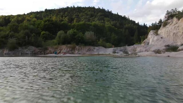 Dron shot EU europ europa Slovenija Slovenia open shot night sky water close mist dark church paning left covid trees tree front green front back wood blue natura natur eco covid gradi&scaron;če.mp4