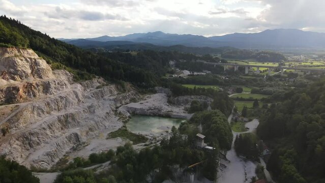Dron shot EU europ europa Slovenija Slovenia open shot night sky water close mist dark church paning left covid trees tree front green front back wood blue natura natur eco covid vol.2.mp4