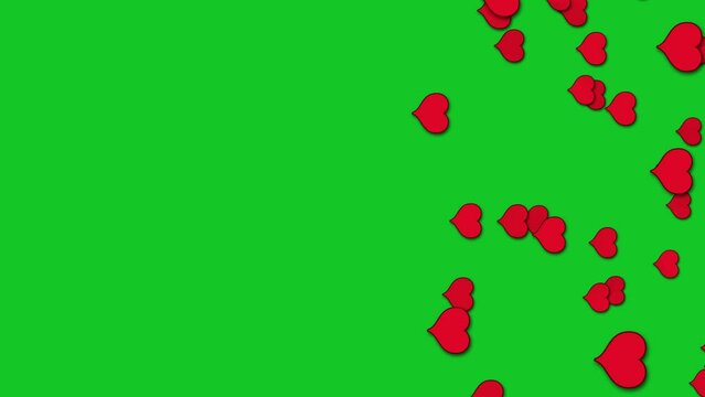 A lot of red hearts fly out from one explosion point. Animation of wave flying hearts. Template for Valentine's, Mother's days, declaration of love or posts on social networks. 4K. Alpha channel.