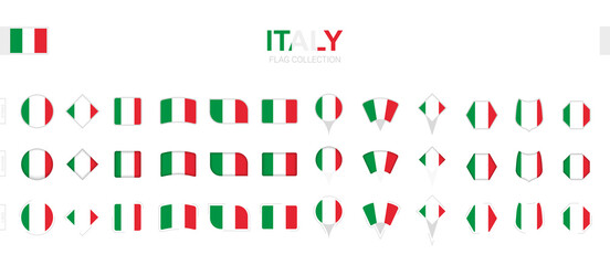 Large collection of Italy flags of various shapes and effects.