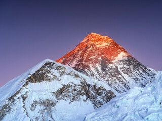 sun light on the wall of Everest from Nepali side