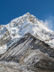 giant glacier under triangle peak in Nepal
