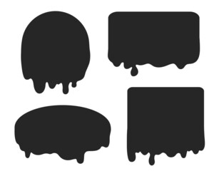 Abstract slime shape. Geometric elements on isolated background. Slimed objects. Black and white illustration