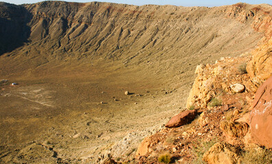 Meteor Crater, or Barringer Crater, Meteorite Impact Crater Site in the Arizona Desert Looking at...