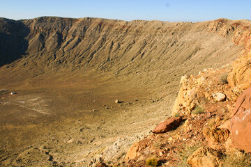 Meteor Crater, or Barringer Crater, Meteorite Impact Crater Site in the Arizona Desert Looking at...