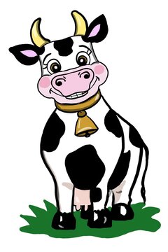 cute cartoon cow smiling.