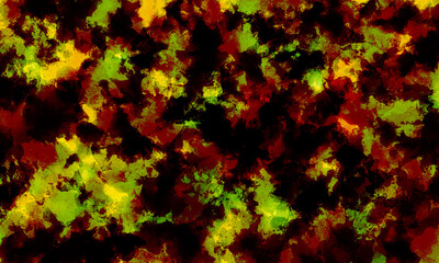 Abstract watercolor background in green, red and black tones. cloud texture