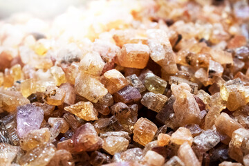 Full frame of colorful gemstones texture. Natural mineral stones close up