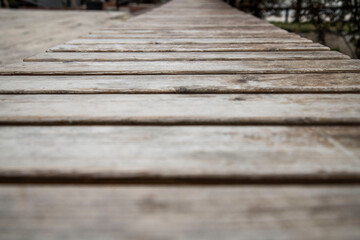 Wooden bridge in the forest.