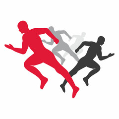 Fototapeta na wymiar Random Runner and Marathon Logo Vector Design. Running men vector symbol. 