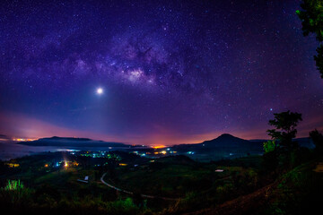 The Milky Way before dawn at a viewpoint on the mountain