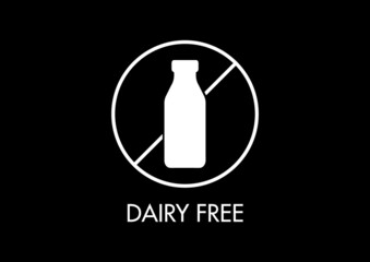 Dairy free icon. Vector for dairy products intolerance. Specially designed for small size viewing. black and white.