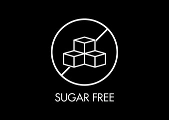 Sugar free icon. Vector symbol for sugarless food product. Specially designed illustration for small size viewing. Black and white 