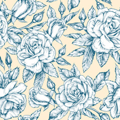 Seamless floral pattern with roses.