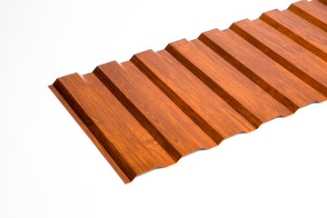 Roofing metal tiles and sheet facade and roofing corrugated board. Facing material with the texture of wood, brickwork, natural stone. 