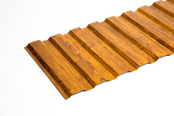 Roofing metal tiles and sheet facade and roofing corrugated board. Facing material with the texture of wood, brickwork, natural stone. 
