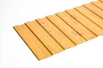 Roofing metal tiles and sheet facade and roofing corrugated board. Facing material with the texture of wood, brickwork, natural stone. 