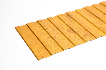 Roofing metal tiles and sheet facade and roofing corrugated board. Facing material with the texture of wood, brickwork, natural stone. 