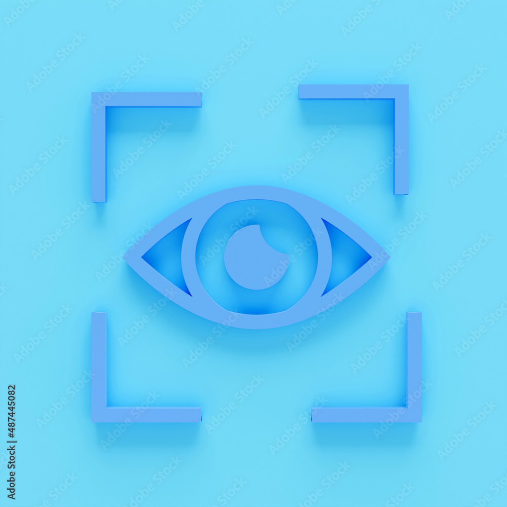 Poster iris recognition for biometric identification. stock 3d render concept for computer authentication, 