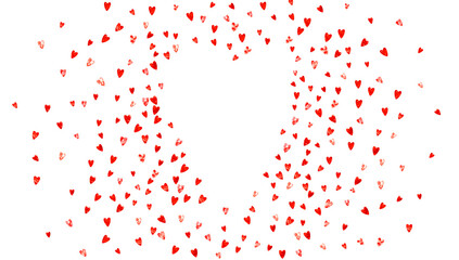 Valentine background with red glitter hearts. February 14th day. Vector confetti for valentine background template. Grunge hand drawn texture. Love theme for special business offer, banner, flyer.