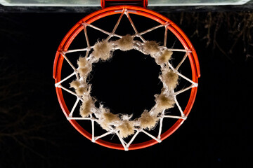 View from below of a basket