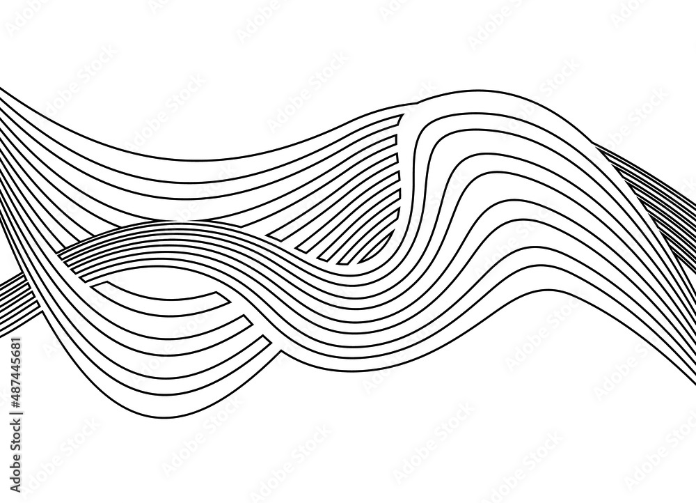 Aufkleber abstract pattern of thin black curved lines on a white background. trendy vector background.