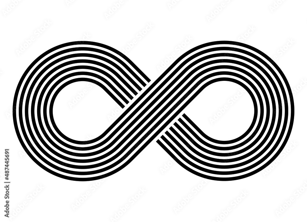 Poster abstract black and white pattern of black parallel lines on a white background in retro style. infin