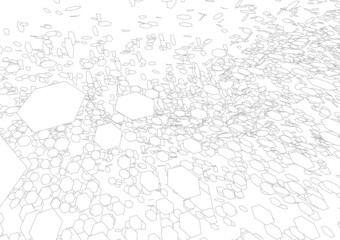 Wireframe landscape on white background. Abstract geometric vector technology background. 3d vector digital background.