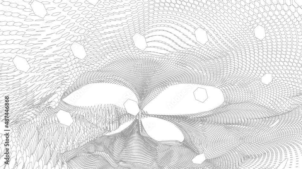 Poster wireframe landscape on white background. abstract geometric vector technology background. 3d vector 