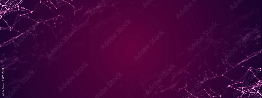 Poster abstract neon background frame. digital network technology design. pattern of plexus lines and dots,