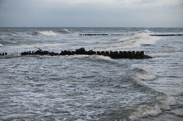 Stormy Baltic Sea in winter