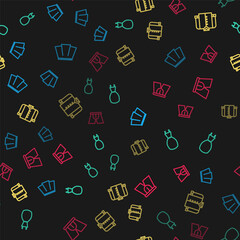 Set line Skirt, Woman dress, T-shirt and Men underpants on seamless pattern. Vector