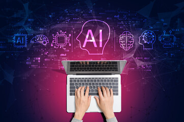 AI concept with person using a laptop computer