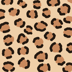 Seamless animal pattern. Brown leopard print background. Creative illustration. 90s fashion style.