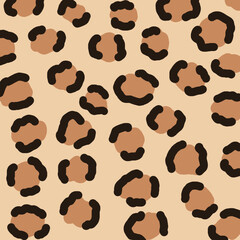 Seamless animal pattern. Brown leopard print background. Creative vector illustration. 90s fashion style.