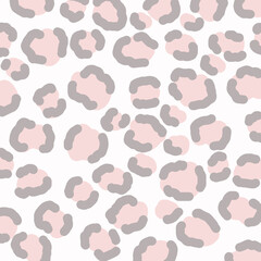 Seamless animal pattern. Pastel pink and gray leopard print background. Creative illustration. 90s fashion style.