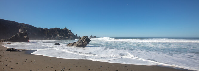 Beach at Ragged Point bay at Big Sur on the Cental Coast of California United States