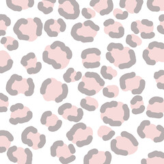 Seamless animal pattern. Pastel pink and gray leopard print background. Creative vector illustration. 90s fashion style.