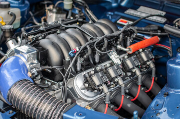 V8 under the bonnet of performance car